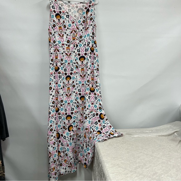 Boden Tessa Asymmetrical 12L Midi Dress Ivory Carnival Floral - Picture 2 of 10